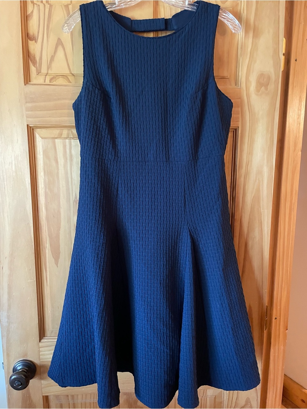 julia jordan Navy Textured Sleeveless Fit-and-Flare Midi Dress